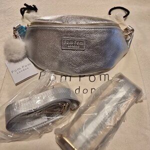 Pom Pom London Bum (Sling) Bag - Metallic Silver
